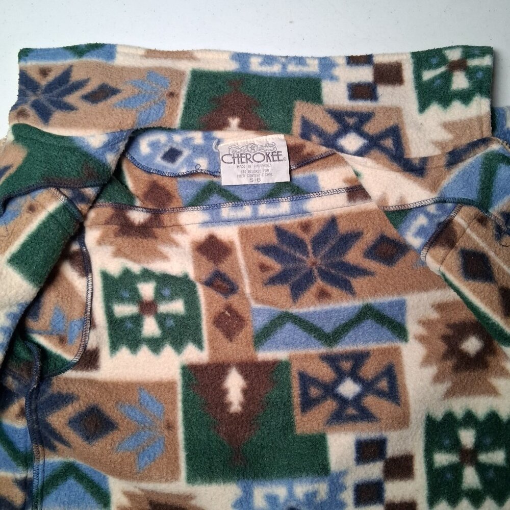 Vintage 1990s Cherokee Fleece Jacket Youth 6 Quilt Pattern Snowflake Gorpcore - Picture 15 of 15